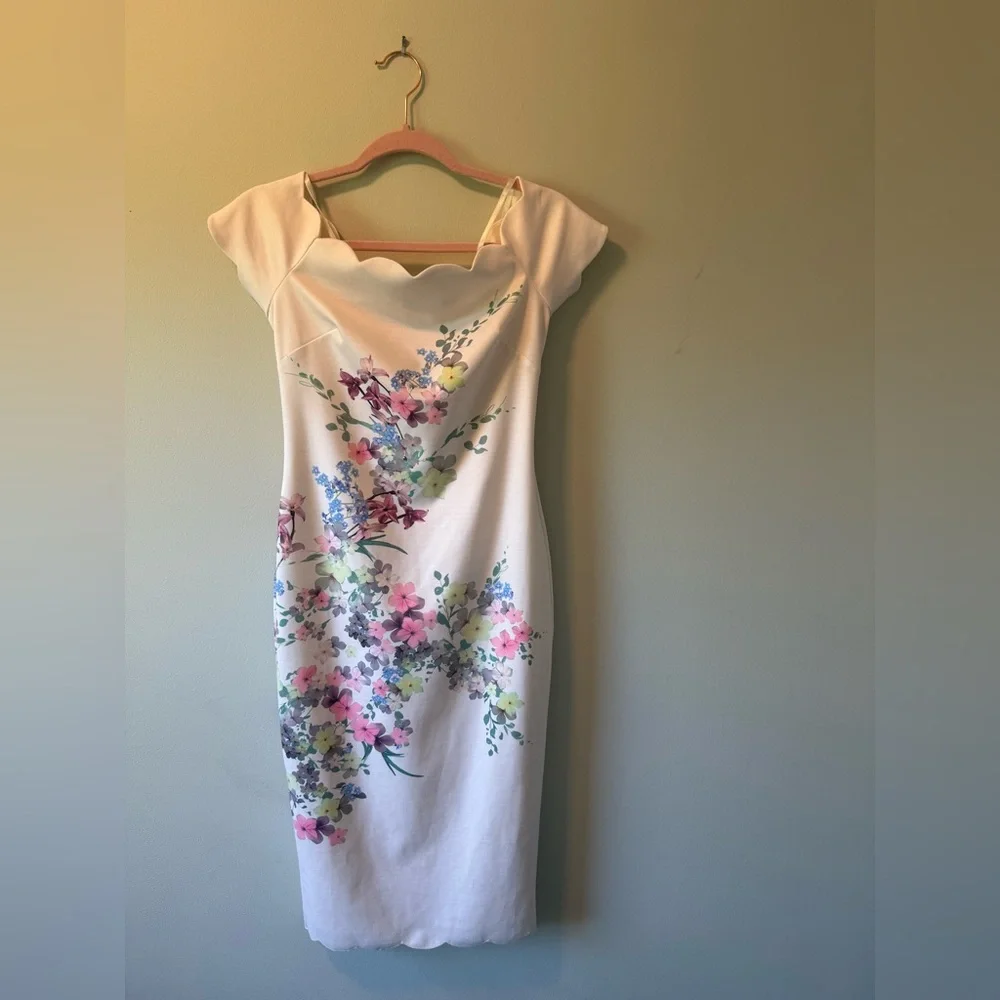 Ted Baker Trixiy Pergola Floral Off the Shoulder Sheath Dress - Picture 4 of 9
